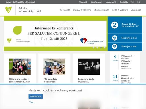 hlavní webové stránky fakulty zdravotnických věd univerzity palackého v olomouci