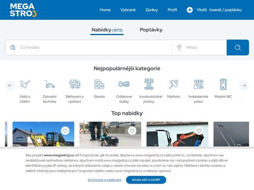 megastroj.cz je váš inzertní portál pro bezplatné inzerce, pronájem a prodej stavební techniky, nářadí a řemeslných služeb. široká nabídka po celé čr – najděte vše pro své projekty.