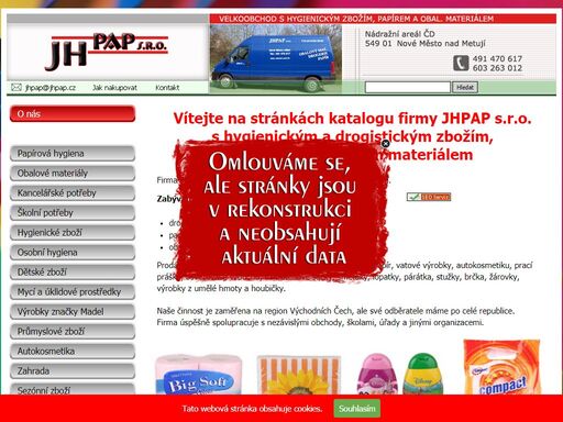 jhpap s.r.o. velkoobchod s hygienickým zbožím, papírem a obalovým materiálem