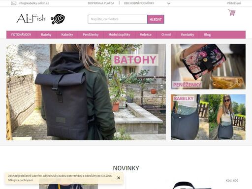 batohy, kabelky a peněženky al-fish pro ženy s romantickou duší, ale i pro ty, které mají rády eleganci a jednoduchost v liniích. ženy, které chtějí vystoupit z davu a být vidět.  do práce, do města, na výlet i na hřiště. s mými výrobky se budete cítit jako ryba ve vodě, která vás bude unášet tím správným směrem.…