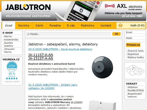 velkoobchodní i maloobchodní prodej zabezpečovací techniky jablotron, axl electronics s.r.o.