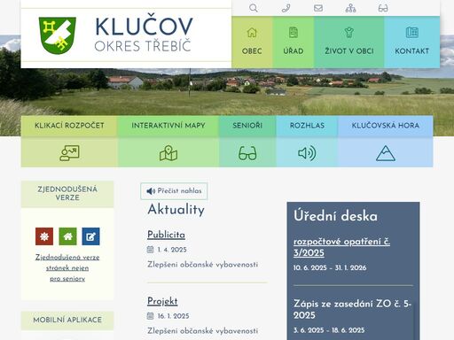 oficiální stránky obce klučov