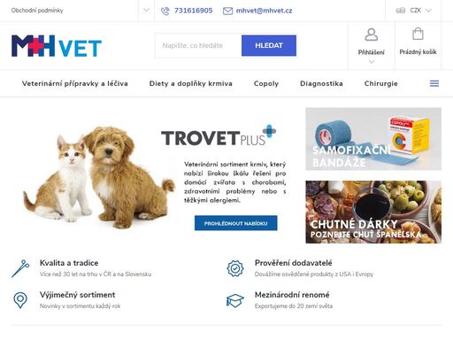 mhvet - distribuce a dovoz veterinárních přípravků, léčiv, speciálních diet, nástrojů a implantátů pro chirurgii i ortopedii.