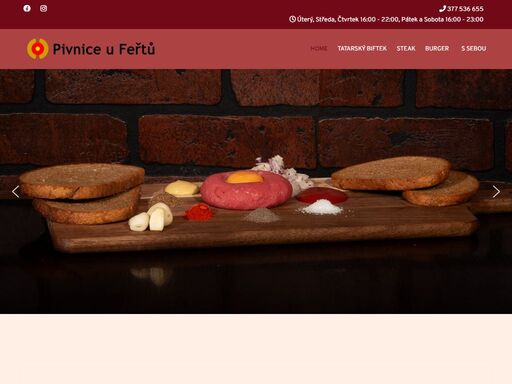 pivnice u fertu, tatarak, burger, steak, tatarsky biftek