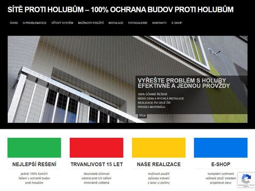 100% ochrana budov proti holubům, sítě proti holubům, síť proti holubům, montáž a prodej sítí proti holubům