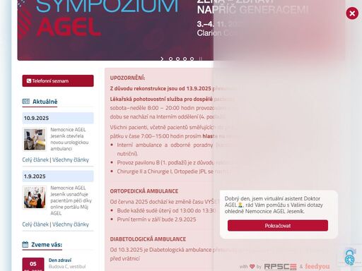jesenická nemocnice je největší lůžkové zařízení v okrese jeseník. její sídlo se nachází přímo ve městě jeseník, v srdci krásné krajiny pohoří hrubého jeseníku. kromě lůžkové péče poskytuje nemocnice také ambulantní odbornou péči, včetně péče stomatologické a služby praktického lékaře v jeseníku.
