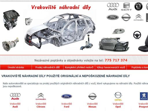 prodej použitých náhradních dílů za nízské ceny z vrakoviště - široký sortiment použitých, ale nepoškozených originálních náhradních dílů.