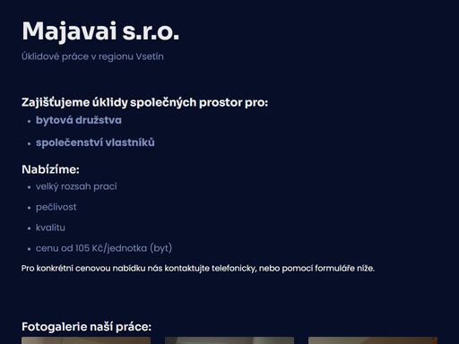 majavai s.r.o. - úklidové práce v regionu vsetín
