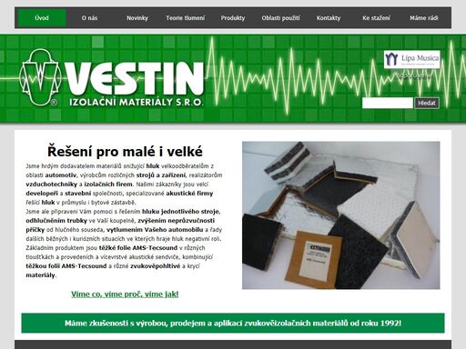 prodej izolačních materiálů pro tlumní hluku a vibrací<br />insulation against noise