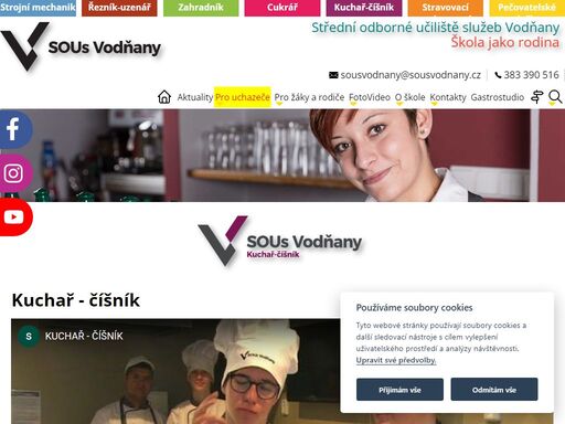 učební obory na sous vodňany - kuchař-číšník, strojní mechanik-zámečník, řezník, cukrář, zahradník, kuchařské práce