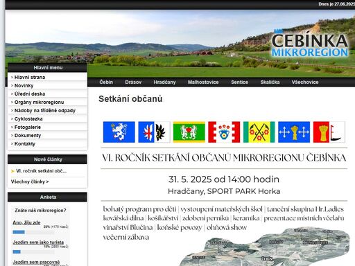 mikroregion čebínka se nalézá v malebné oblasti tišnovska. mikroregion čebínka, se rozkládá na severozápadním okraji okresu brno-venkov, v jihomoravském kraji. vznikl v roce 2002 sdružením sedmi obcí: malhostovice (včetně místní části nuzířov), čebín, drásov, hradčany, sentice, skalička a všechovice.