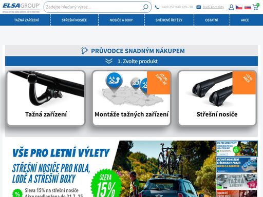 tažná zařízení elsa group - kvalitní tažná zařízení za nízké ceny. dále střešní nosiče, střešní boxy, nosiče kol a lyží. montáže tažných zařízení po celé čr.