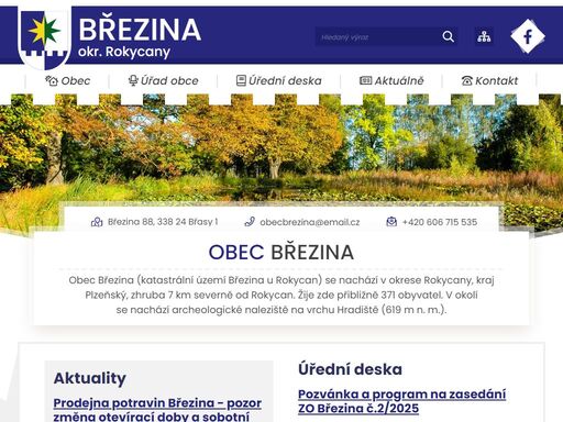oficiální stránky obce březina