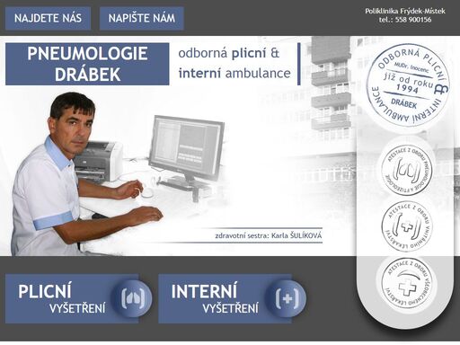 plicní, interní, doktor, pneumologie plicní pneumologie mudr. drábek frýdek-místek