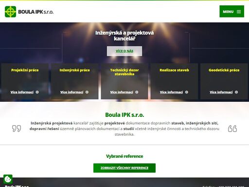 inženýrská projektová kancelář zajišťuje projektové dokumentace dopravních staveb, inženýrských sítí, dopravní řešení územně plánovacích dokumentací a studií včetně inženýrské činnosti a stavebního dozoru.