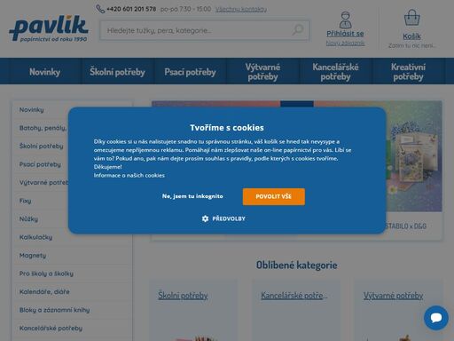papírnictví pavlík online - školní potřeby, kancelářské potřeby, papírenské zboží. tradice téměř 31 let! spolehlivost, atraktivní ceny a osobní přístup!