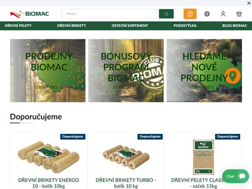 kvalitní ekopaliva, dřevěné brikety a pelety vyrábí a po celé čr dodává biomac.