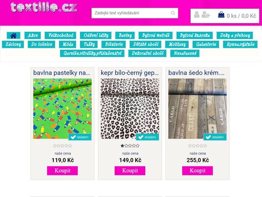obchod s textilem, galanterií a bohatým souvisejícím sortimentem