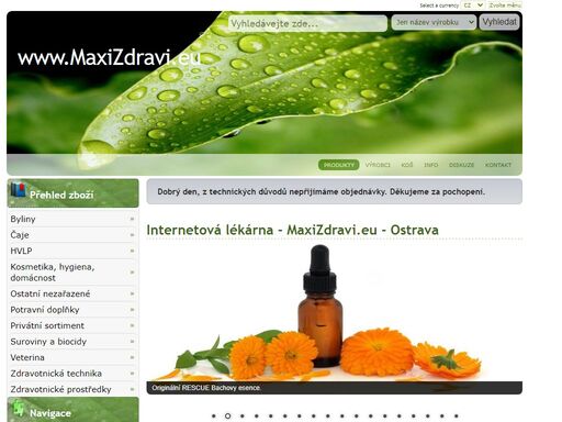 internetová lékárna - maxi zdraví - eshop vám nabízí zdravotní techniku, pomůcky jako jsou invalidní vozíky, potravní doplňky pro zdravé hubnutí, přípravky na celulitidu a další zdravotní potřeby. nabízíme také přípravky na velká prsa, zpevňující, masážní a hydratační krémy. podívejte se na naši širokou nabídku! - osobní odběr ostrava