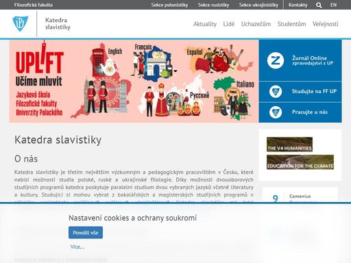 hlavní webové stránky filozofické fakulty univerzity palackého v olomouci