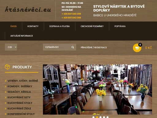 firma krásné věci babice u uherského hradiště se zabývá dovozem a prodejem použitého rustikálníno stylového dubového nábytku z celé evropy, převážně z holandska, belgie a německa. specializujeme se na dubové kuchyňské a konferenční stoly, dubové židle (z
