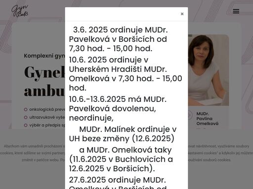 přijďte na každoroční preventivní prohlídku. přijímáme nové pacientky. komplexní gynekologická péče, péče o těhotné. laboratorní vyšetření.