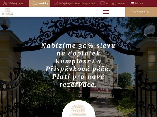 nejkrásnější a nejluxusnejší hotel ve františkových lázních vás vítá. specializujeme se na tradiční lázeňskou léčebnou kúru s využitím místních přírodních léčivých zdrojů.