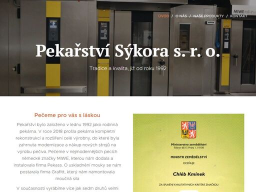 pekařství bylo založeno v lednu 1992 jako rodinná pekárna. v roce 2018 prošla pekárna kompletní rekonstrukcí a rozšíření celé výrobny, do které byla zahrnuta modernizace a nákup nových strojů na výrobu pečiva. pečeme v nejmodernějších pecích německé značky miwe, kterou nám dodala a instalovala firma pekass. o uskladnění mouky se nám postarala firma...