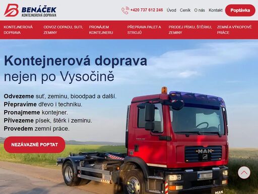 kontejnerová doprava, zemní práce a prodej písku, štěrku a zeminy. přistavení kontejneru i odvoz odpadu. kontejnerová doprava jihlava a okolí na vysočině.