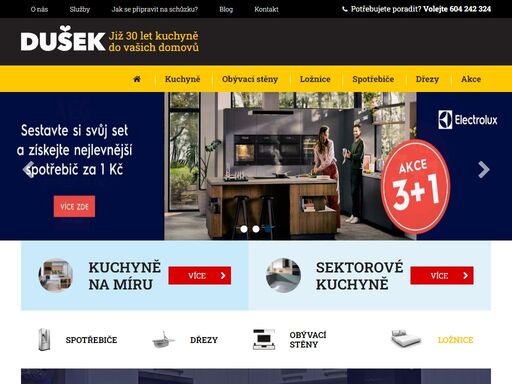 kuchyňské studio, sektorové kuchyně, kuchyňské linky, plánované kuchyně, výroba a realizace kuchyní – nabízí společnost sklady dušek brandýs nad labem.