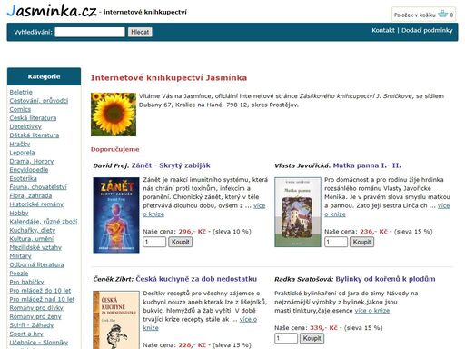 knihkupectví jasminka - zásilkový prodej knih - beletrie, dětská literatura, alternativní medicína - zdravá výživa