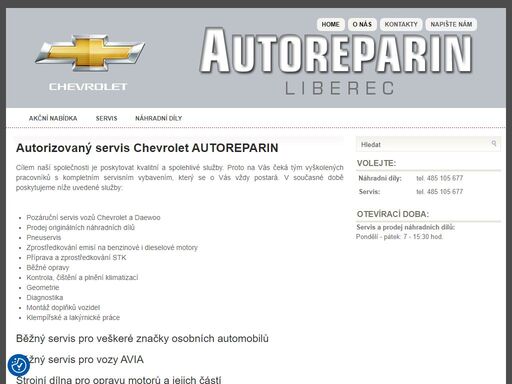 prodej a servis vozů chevrolet a daewoo, prodej náhradních dílů a autodoplňků