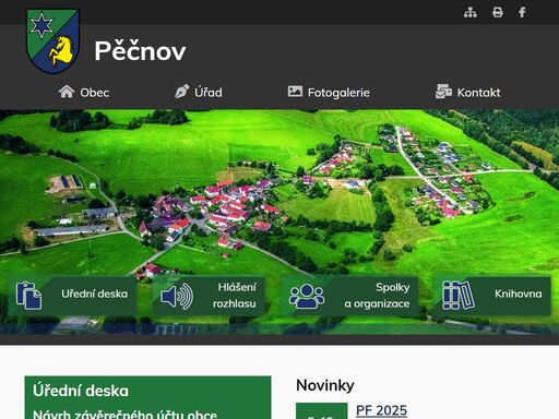 oficiální stránky obce pěčnov