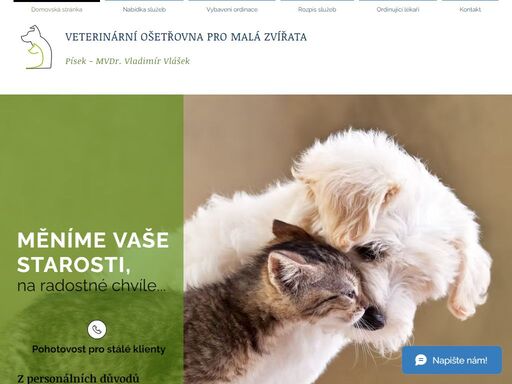 veterinární ordinace písek pro psy, kočky a malá zvířata je otevřena každý den nebo možnost výjezdu. volejte pohotovost při akutním případu na +420 382 214 227. veterinární ordinace | veterina písek mvdr. vlášek | jihočeský kraj. www.veterinapisek.com