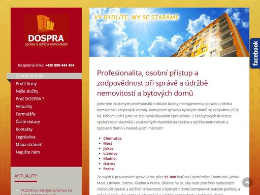 prezentace firmy dospra a nabídka služeb v oblasti správy a údržby nemovitostí, jsme s vámi již více jak 23let. odpověď na nejčastější dotazy v oblasti správy a údržby nemovitostí.