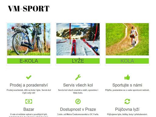 vm sport, prodej, servis, půjčovna, kola, lyže