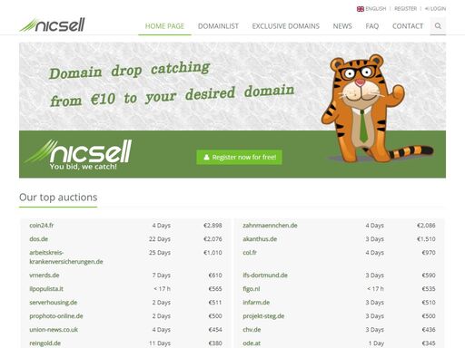 easily & quickly from 10 € to your desired domains with nicsell. simple payment with paypal. free registration. no risk.