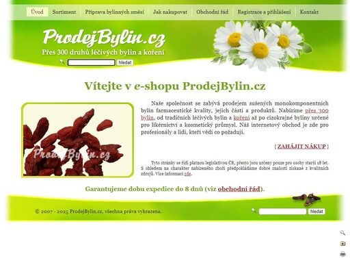 prodejbylin.cz nabízí přes 300 bylin a koření z celého světa ve výborné kvalitě za rozumnou cenu.