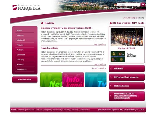 ntv cable napajedla - kabelová televize města napajedla, obce pohořelice u zlína, karlovice, oldřichovice
