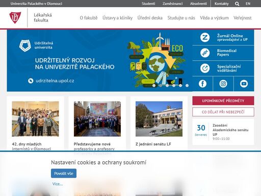 hlavní webové stránky lékařské fakulty univerzity palackého v olomouci