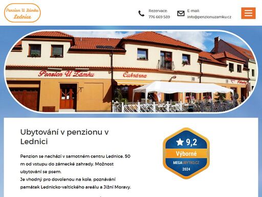 penzion u zámku nabízí levné ubytování 50m od vstupu do zámeckého parku lednice.