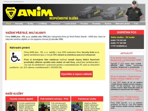 anim plus - ostraha, ochrana majetku, ochrana osob, zabezpečovací systémy, bezpečnostní agentura, security service