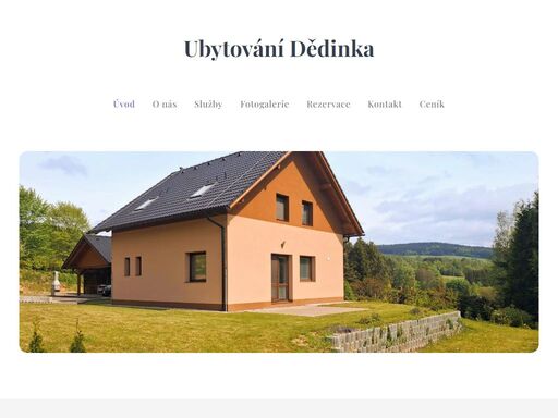 ubytování dědinka nabízí komfortní a útulné ubytování v malebné krajině mladkova. snažíme se našim hostům poskytnout příjemný pobyt a vytvořit pro ně domácí atmosféru. těšíme se na vaši návštěvu!