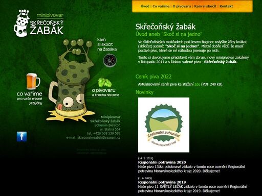 minipivovar skřečoňský žabák