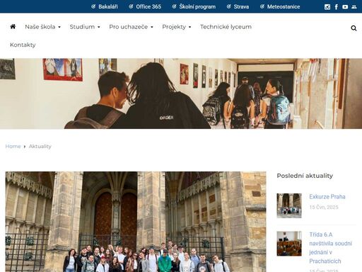 jsme všeobecné gymnázium, poskytujeme čtyřleté a osmileté studium. jsme moderní škola s dlouhou tradicí, nabízíme rodinné prostředí a bezpečné klima. dny otevřených dveří, kulturní a sportovní akce, kurzy, erasmus+, soutěže a oborové olympiády a další akce jsou samozřejmostí.