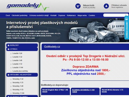 gomodely.cz - plastikové modely, rc modely revell a ostatní příslušenství pro modeláře.