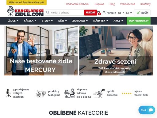 kancelářské židle a kancelářská křesla. židle mercury,křesla dxracer,therapia,multised,prowork a další - největší obchod židlí.