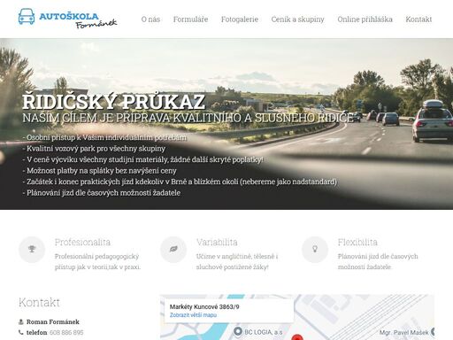 autoškola formánek brno nabízí řidičský výcvik, školení řidičů v českém i anglickém jazyce