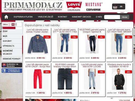 autorizovaný prodejce levi´s original, mustang, converse. záruka kvality a dobré ceny.