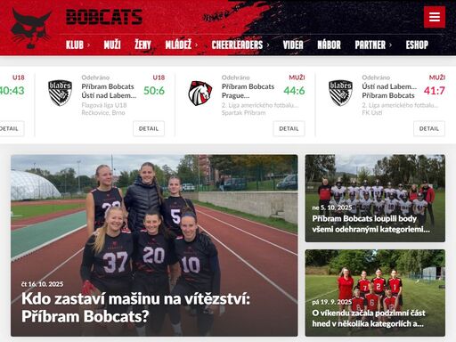 klub amerického fotbalu, flag fotbalu a cheerleadingu. 